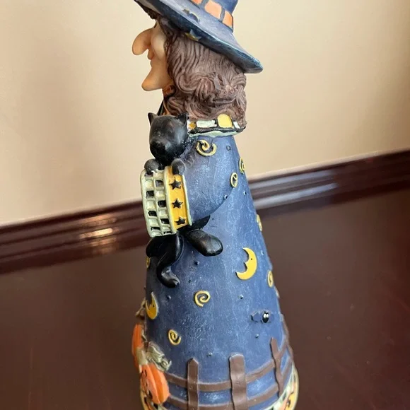 Hand-Painted Halloween Witch Figurine with Pumpkins and Ghost-Jim Shore Style - Picture 2 of 7